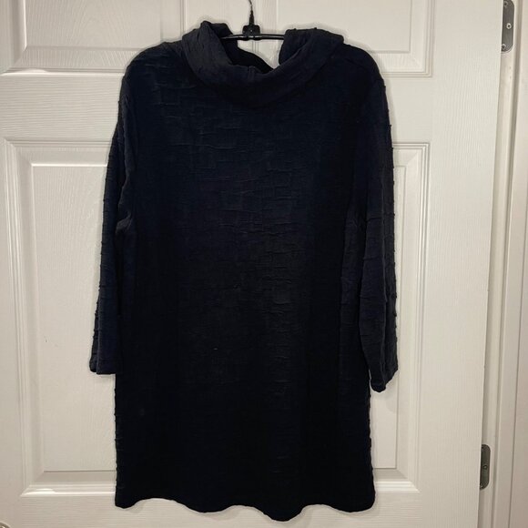 Peck & Peck Cowl Neck Textured Tunic Top Women's Size XL Black Rayon 3/4 Sleeves - Picture 11 of 11